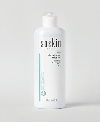 Soskin Очищуючий гель-пінка для жирної та комбінованої шкіри – AKN foaming cleansing gel 250ml 30210 фото