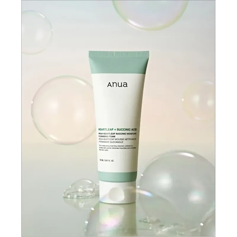 Пенка для умывания для чувствительной кожи Anua Heartleaf Succinic Moisture Cleansing Foam, 150 мл.