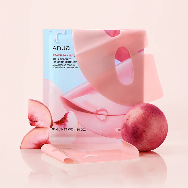 Освітлювальна маска для обличчя Anua Peach 70 Niacin Brightening Collagen Mask з колагеном, 38 г x 4 шт