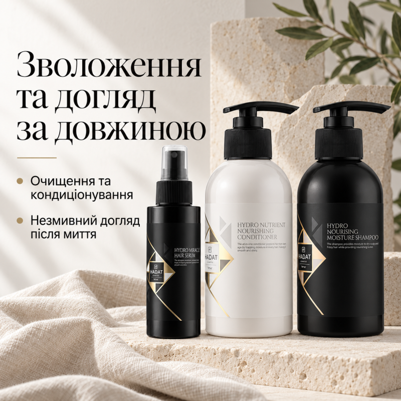 Комплексный набор для увлажнения Hydro Moisture Routine, Увлажняющий шампунь 250 мл + Кондиционер 250 мл + Сыворотка для волос 110 мл