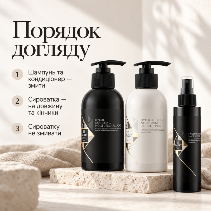 Комплексный набор для увлажнения Hydro Moisture Routine, Увлажняющий шампунь 250 мл + Кондиционер 250 мл + Сыворотка для волос 110 мл