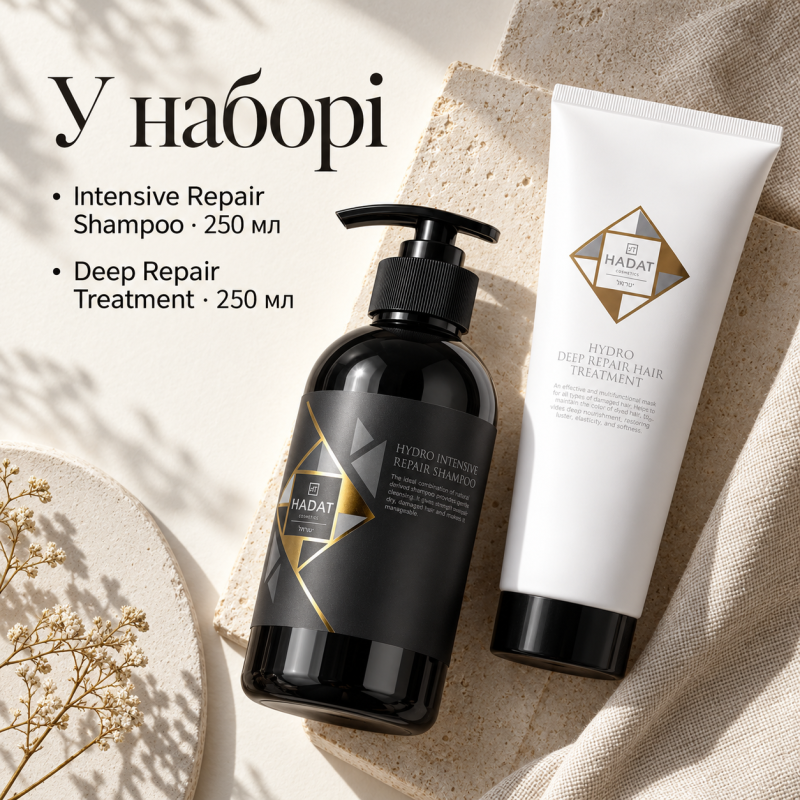 Набір для інтенсивного відновлення Intensive Hadat Repair Duo, Відновлювальний шампунь 250 мл + Маска для глибокого відновлення 250 мл