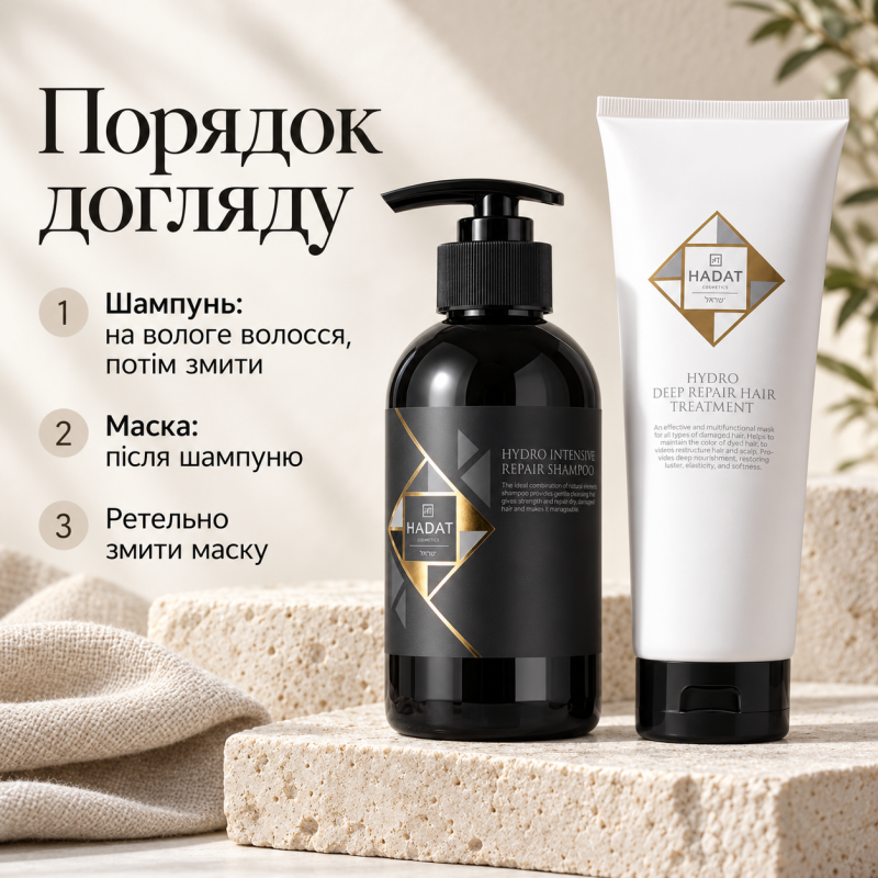 Набір для інтенсивного відновлення Intensive Hadat Repair Duo, Відновлювальний шампунь 250 мл + Маска для глибокого відновлення 250 мл