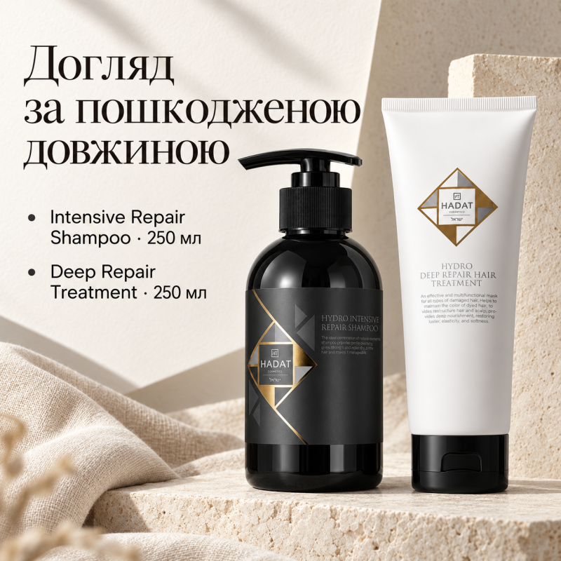 Набір для інтенсивного відновлення Intensive Hadat Repair Duo, Відновлювальний шампунь 250 мл + Маска для глибокого відновлення 250 мл