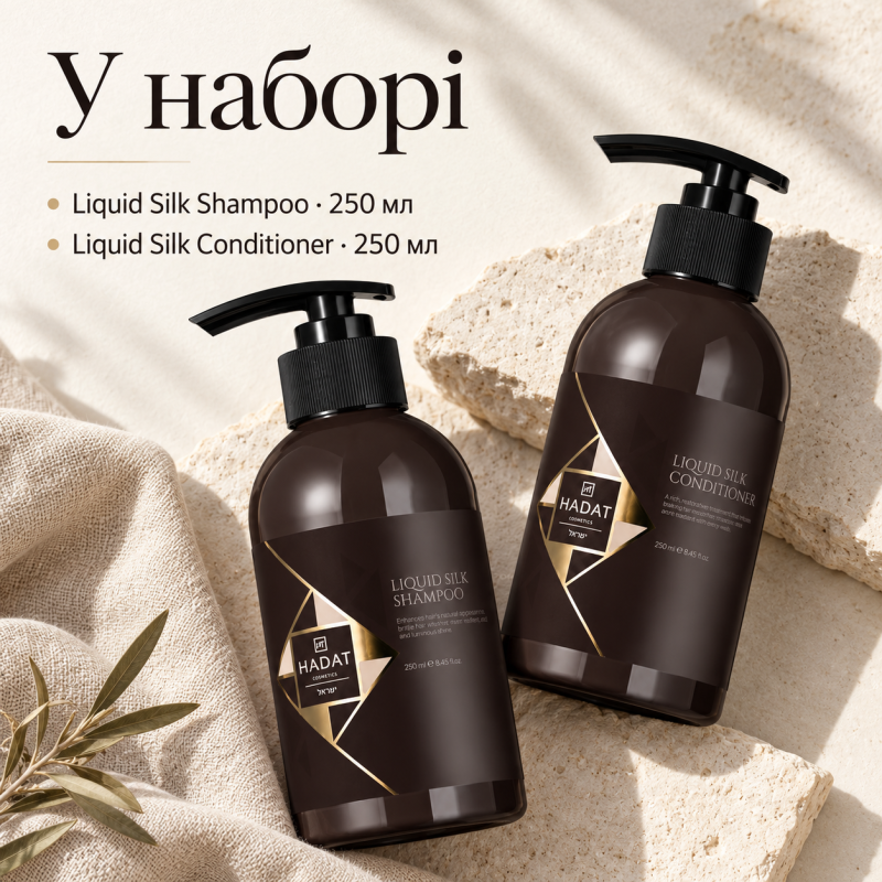 Набор для блеска и гладкости Liquid Silk Shine Duo, Шампунь Liquid Silk 250 мл + Кондиционер Liquid Silk 250 мл
