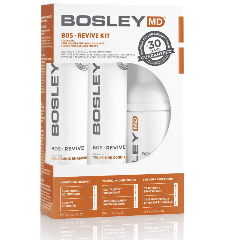 Набор для восстановления истончённых окрашенных волос BosleyMD BOS Revive, 2 × 150 мл + 100 мл