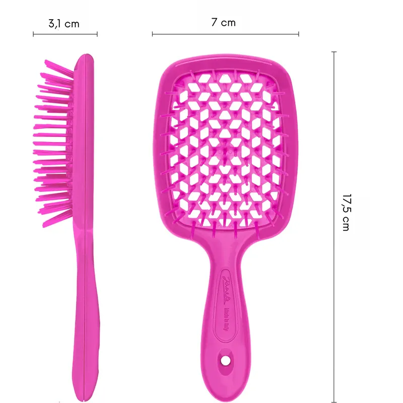 Щетка для волос Janeke Superbrush Small, неоново-розовая