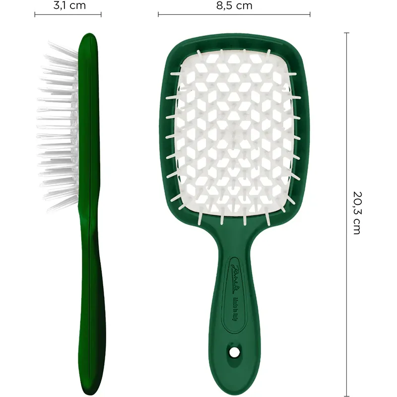 Щетка для волос Janeke Superbrush Small, зеленая с белым