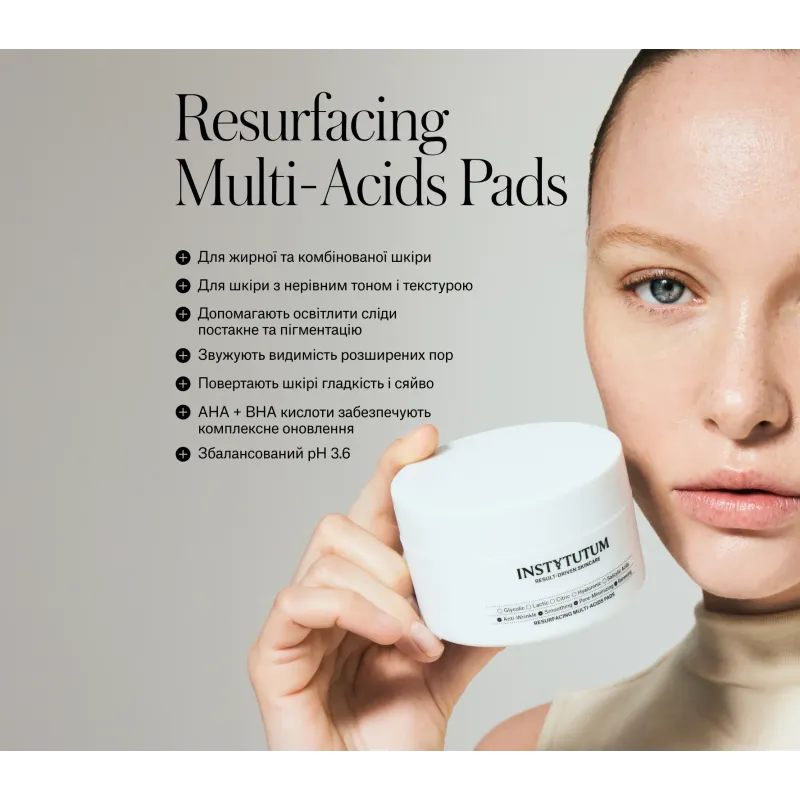 Пілінг-педи з кислотами INSTYTUTUM Resurfacing Multi-Acids Pads Next-Gen 60 шт.