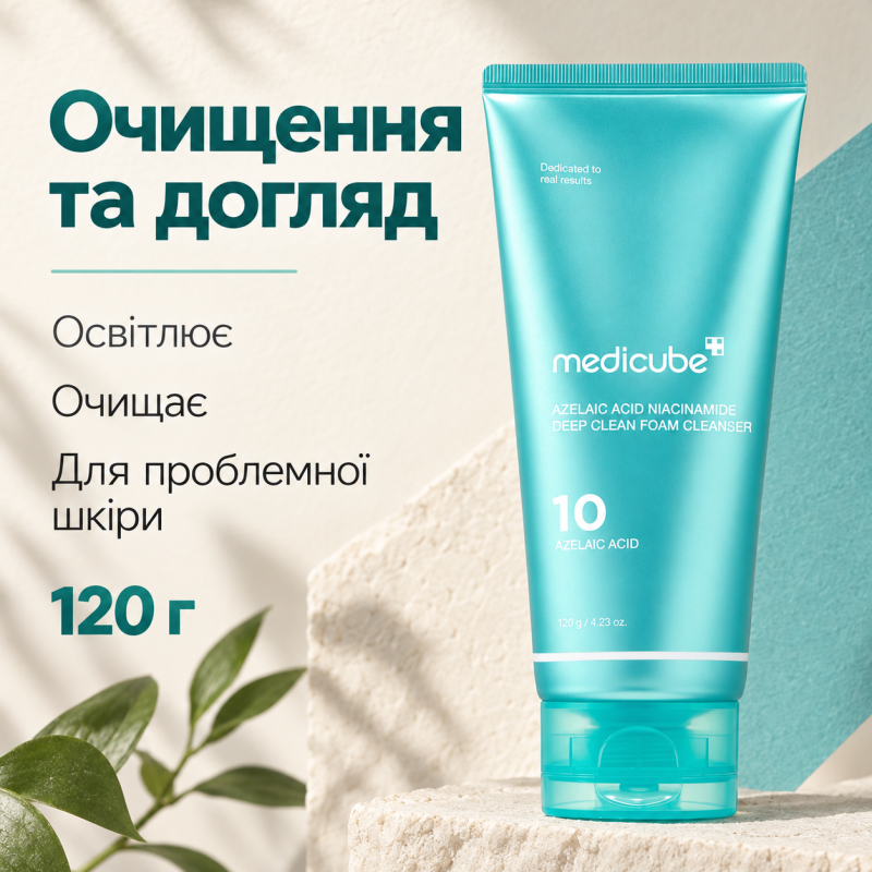 Пінка для глибокого очищення з азелаїновою кислотою і ніацинамідом Medicube Azelaic Acid Niacinamide Deep Clean Foam Cleanser, 120 г