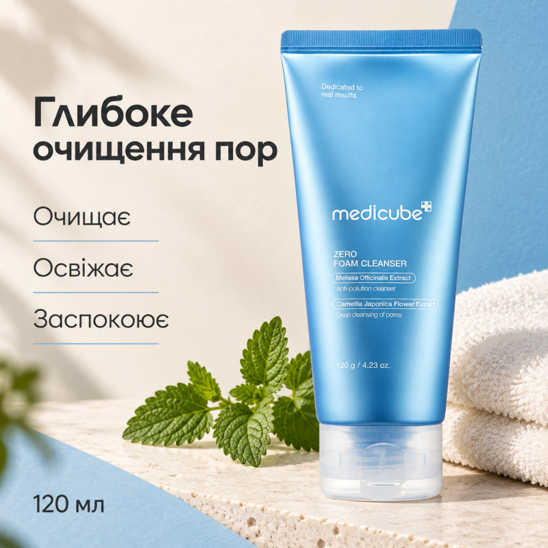 Пінка с екстрактом меліси для глибокого очищення пор Medicube Zero Foam Cleanser, 120 мл