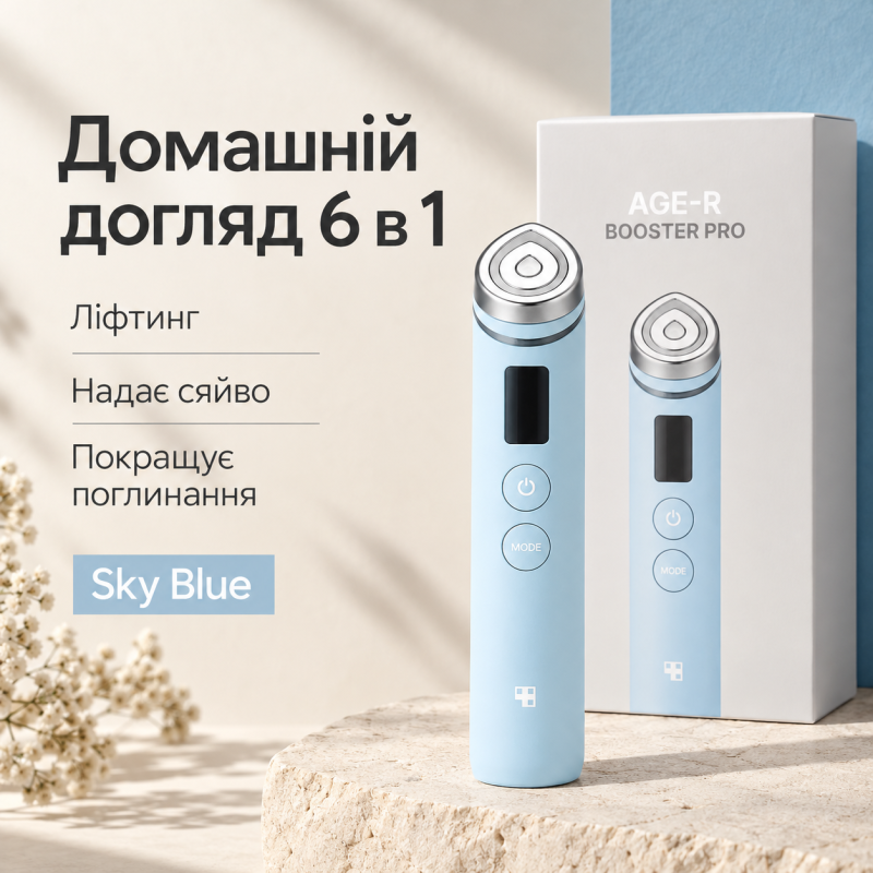 Пристрій для домашнього догляду за шкірою 6 в 1 Medicube AGE-R Booster Pro, Sky Blue
