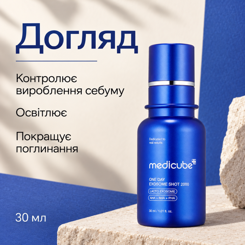 Сыворотка с экзосомами и спикулами для сужения пор Medicube One Day Exosome Shot Pore Ampoule 2000, 30 мл