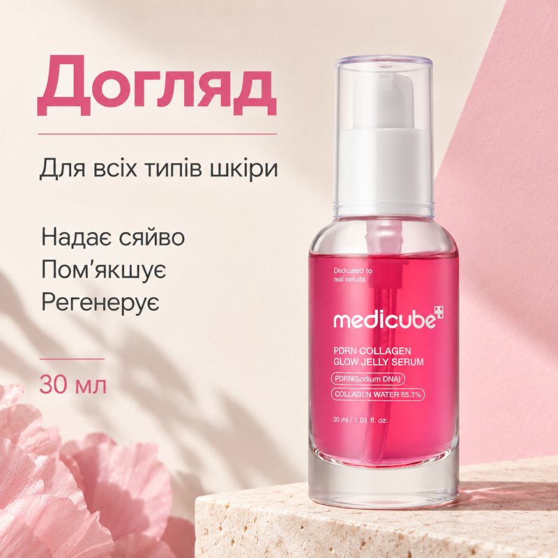 Сироватка-желе з полінуклеотидами та колагеном для сяйва шкіри Medicube PDRN Collagen Glow Jelly Serum, 30 мл