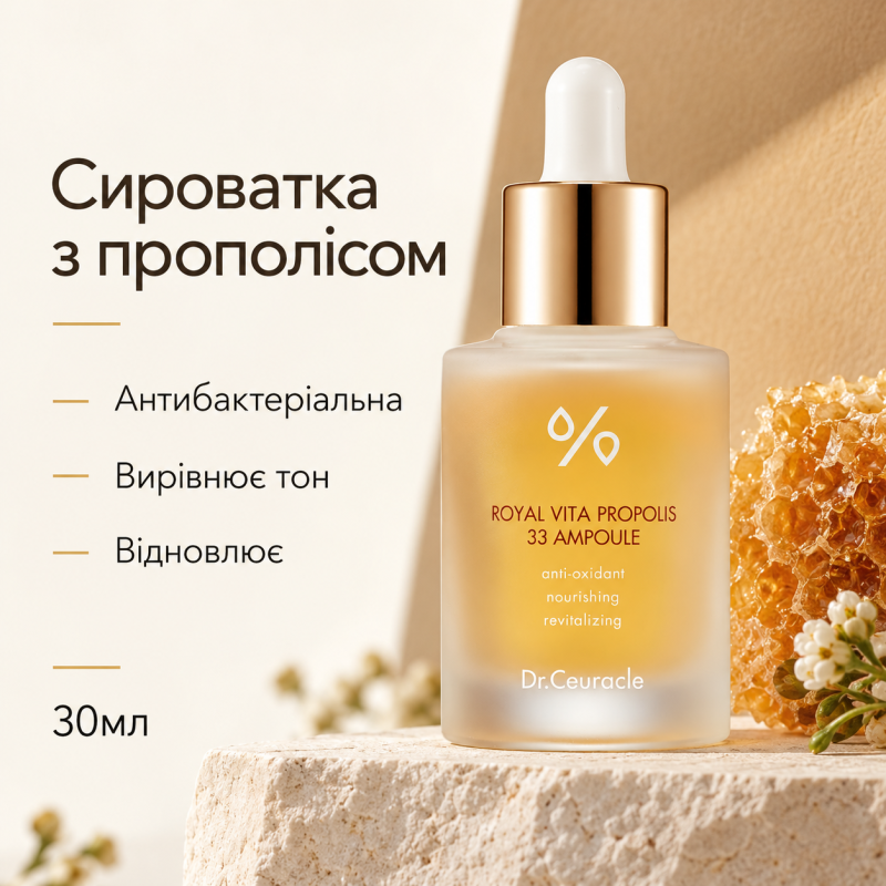 Ампульная сыворотка с экстрактом прополиса Dr.Ceuracle Royal Vita Propolis 33 Ampoule, 30мл