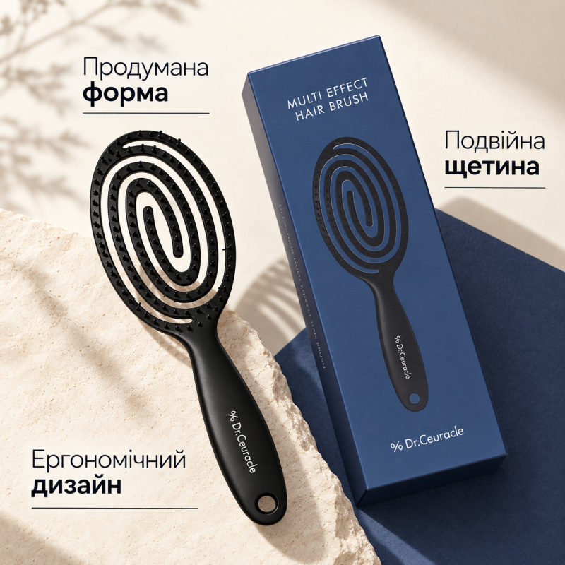 Багатофункціональна щітка з подвійною антистатичною щетиною та ергономічним дизайном Dr.Ceuracle Multi Effect Hair Brush