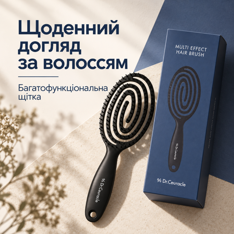 Багатофункціональна щітка з подвійною антистатичною щетиною та ергономічним дизайном Dr.Ceuracle Multi Effect Hair Brush