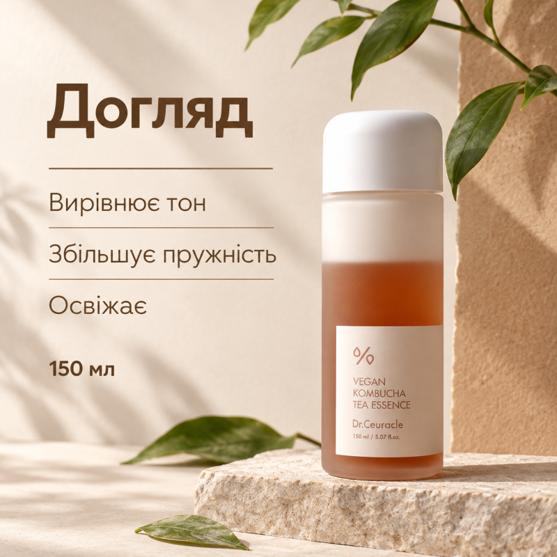 Веганская многофункциональная молочная эссенция с экстрактом комбучи и чёрного чая Dr.Ceuracle, 150 мл