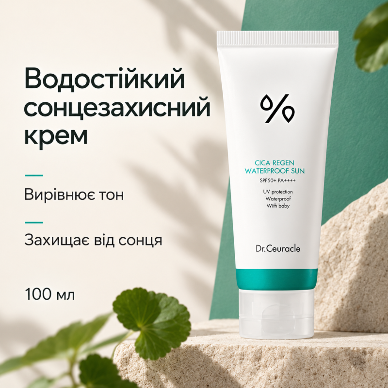Водостійкий сонцезахисний крем з центелою азіатською Dr.Ceuracle Cica Regen Waterproof Sun SPF50+ PA++++, 100 мл