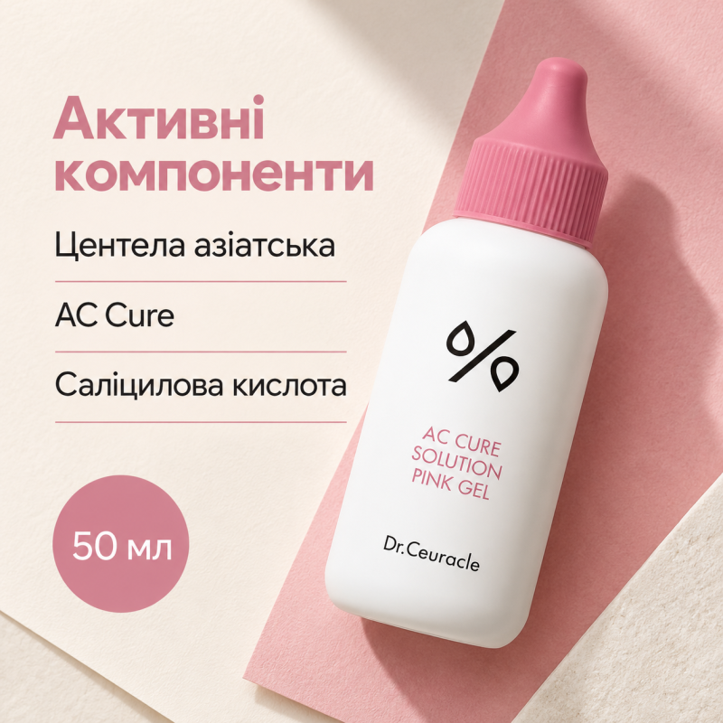 Гель для вмивання для Проблемної Шкіри Dr.Ceuracle АC Сure Solution Pink Gel, 50 мл