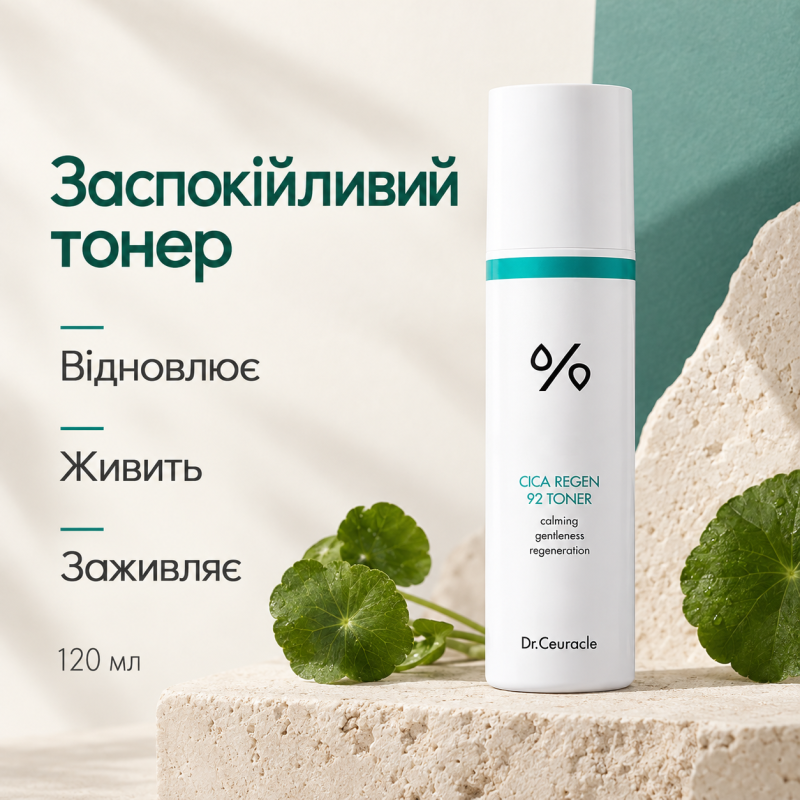 Успокаивающий тонер с центеллой азиатской Dr.Ceuracle Cica Regen 92 Toner, 120 мл