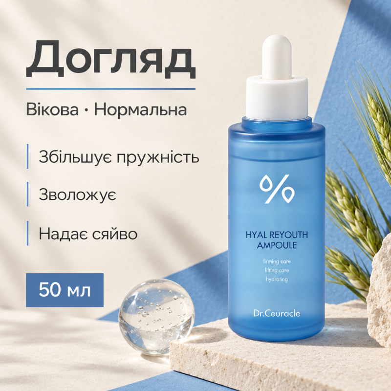 Зволожуюча ампульна сироватка для обличчя з гіалуроновою кислотою Dr.Ceuracle Hyal Reyouth Ampoule, 50 мл