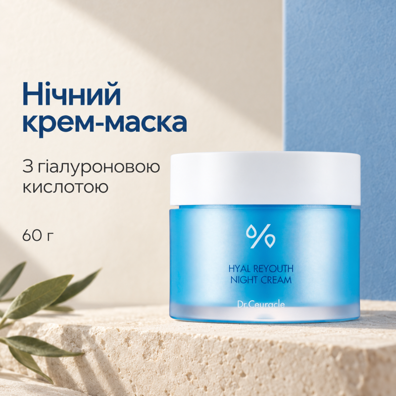 Зволожуючий нічний крем-маска з гіалуроновою кислотою Dr.Ceuracle Hyal Reyouth Night Cream, 60 г