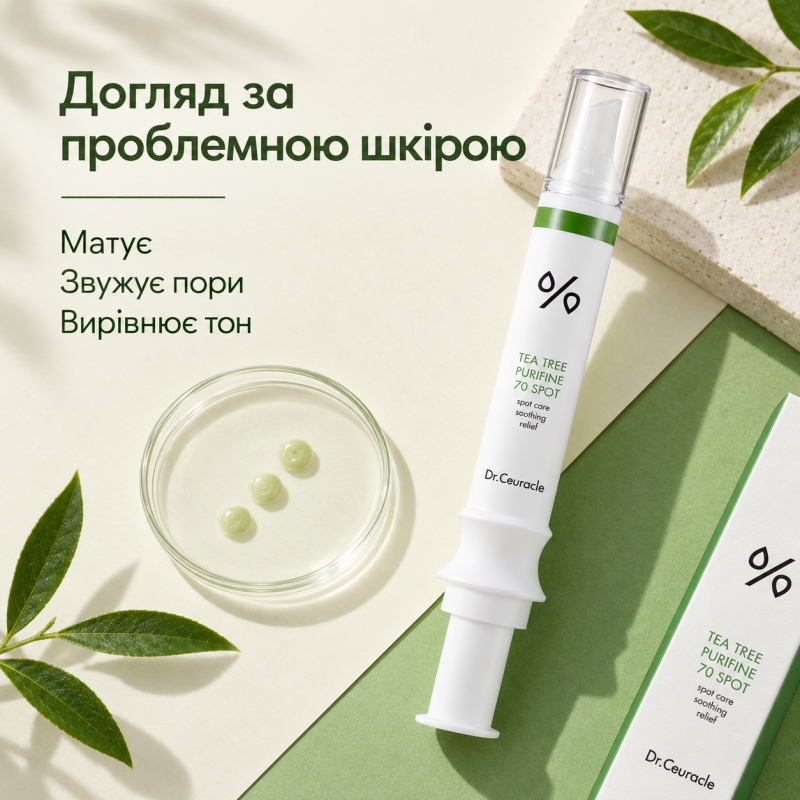 Крем с экстрактом чайного дерева для точечного применения Dr.Ceuracle Tea Tree Purifine 70 Spot, 12 мл