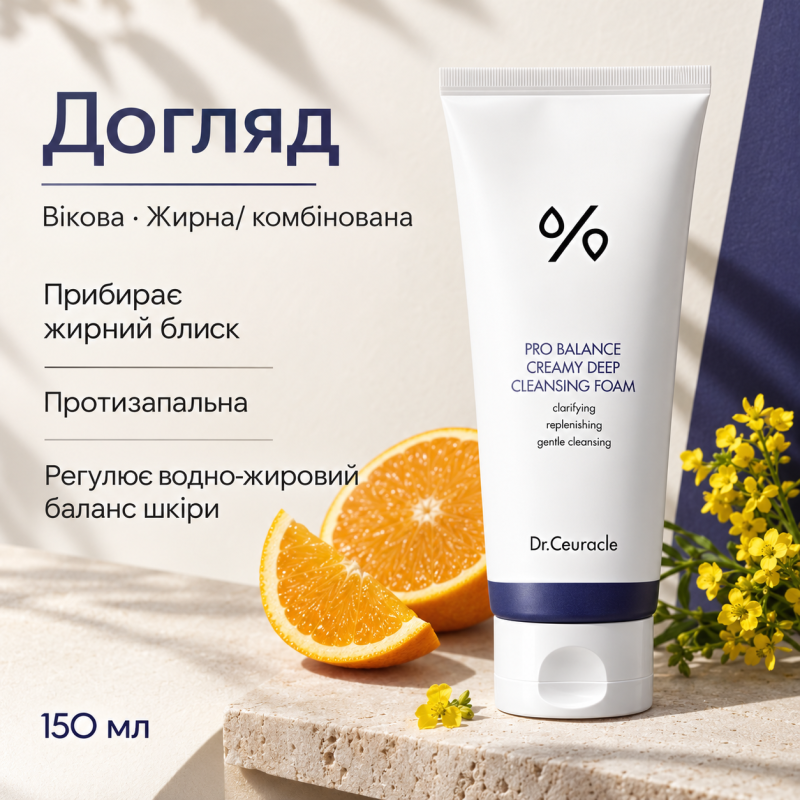 Кремова пінка для вмивання з пробіотиками Dr.Ceuracle Pro Balance Creamy Deep Cleansing Foam, 150 мл
