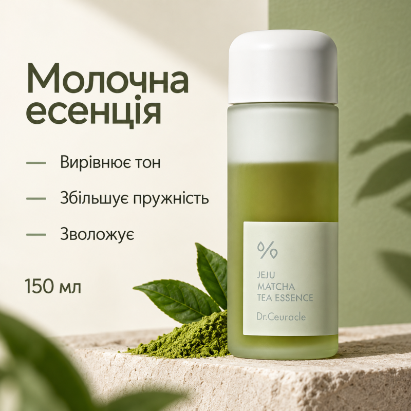 Молочна есенція з гідролатом зеленого чаю та екстрактом матча Dr.Ceuracle Jeju Matcha Tea Essence, 150 мл