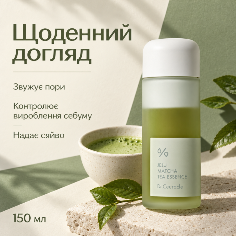 Молочна есенція з гідролатом зеленого чаю та екстрактом матча Dr.Ceuracle Jeju Matcha Tea Essence, 150 мл