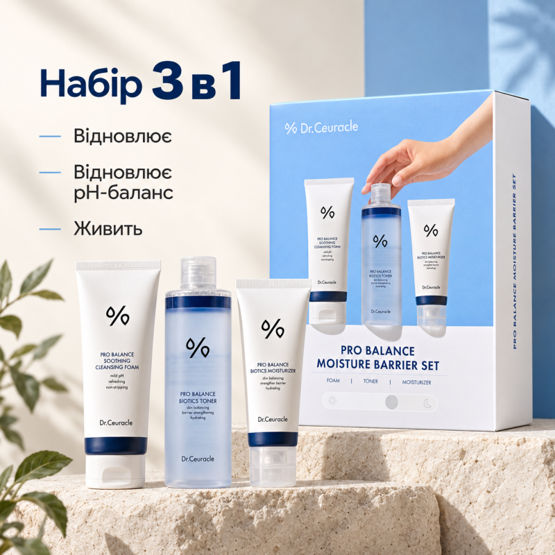 Набір для зволоження та відновлення бар'єру шкіри Dr.Ceuracle Pro Balance Moisture Barrier Set, 3 в 1
