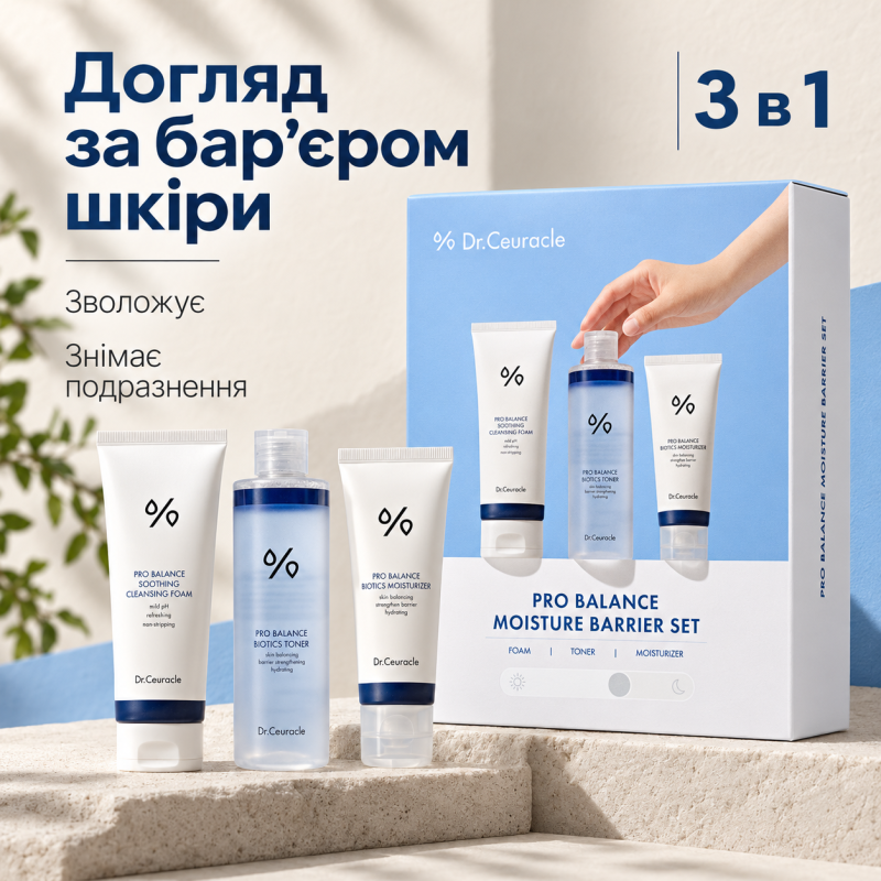 Набір для зволоження та відновлення бар'єру шкіри Dr.Ceuracle Pro Balance Moisture Barrier Set, 3 в 1