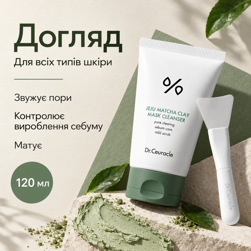 Очищувальна глиняна маска з чаєм Матча Dr.Ceuracle Jeju Matcha Clay Mask Cleanser, 120 мл