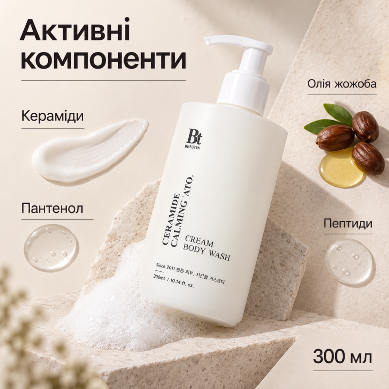 5+1 Набор Очищающий кремовый гель для душа с керамидами Benton Ceramide Calming Ato Cream Body Wash, 300 мл