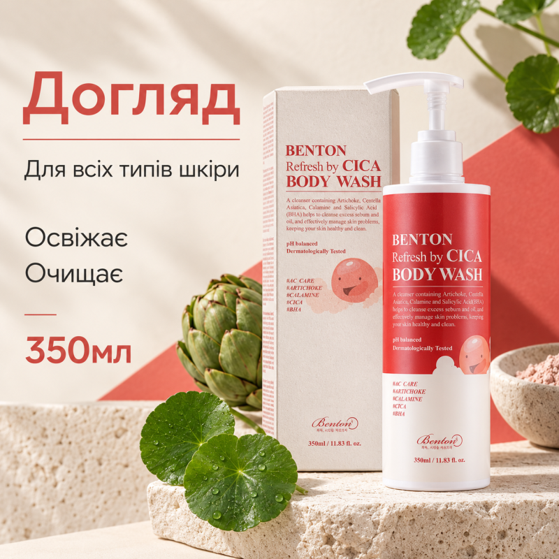 Гель для душа з центеллой азиатской Benton Refresh by Cica Body Wash, 350мл