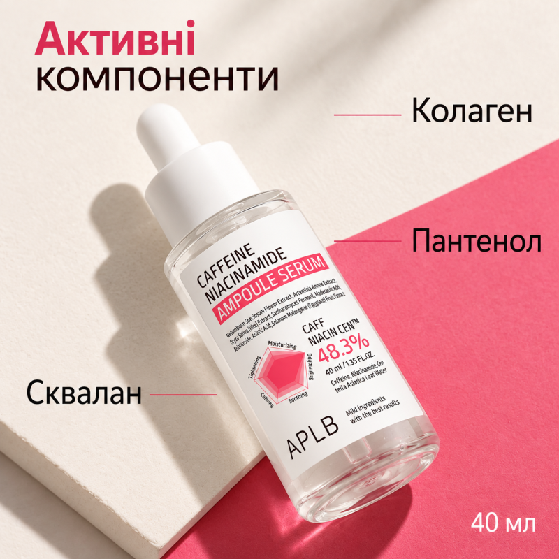 Ампульная сыворотка для выравнивания тона кожи с кофеином и ниацинамидом APLB Caffeine Niacinamide Ampoule Serum, 40 мл