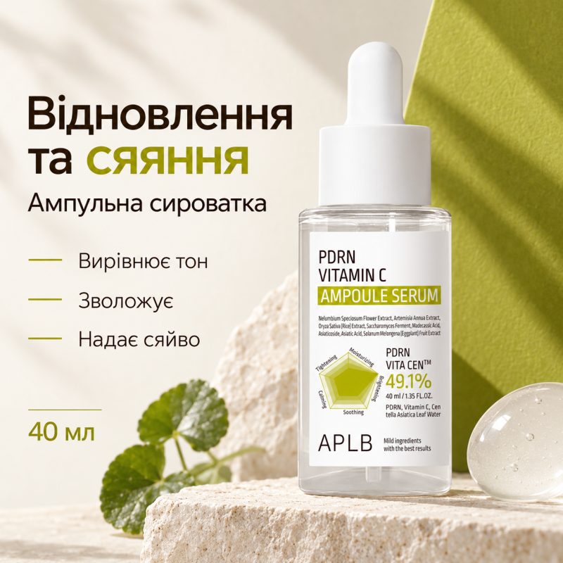 Ампульная сыворотка для восстановления и сияния кожи с PDRN и витамином C APLB PDRN Vitamin C Ampoule Serum, 40 мл