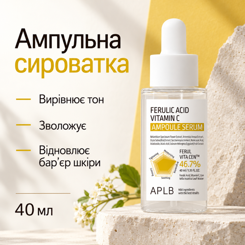 Ампульная сыворотка для осветления кожи с феруловой кислотой и витамином C APLB Ferulic Acid Vitamin C Ampoule Serum, 40 мл