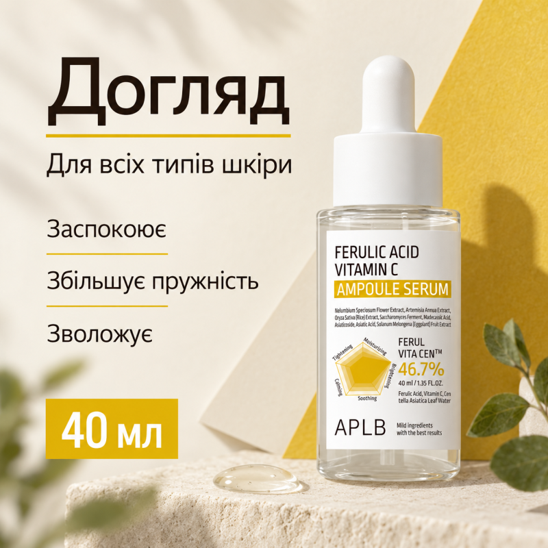 Ампульная сыворотка для осветления кожи с феруловой кислотой и витамином C APLB Ferulic Acid Vitamin C Ampoule Serum, 40 мл