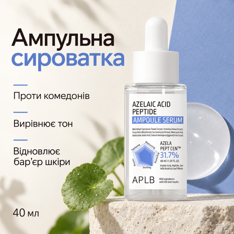 Ампульная сыворотка для проблемной кожи с азелаиновой кислотой и пептидами APLB Azelaic Acid Peptide Ampoule Serum, 40 мл