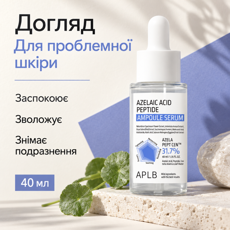 Ампульная сыворотка для проблемной кожи с азелаиновой кислотой и пептидами APLB Azelaic Acid Peptide Ampoule Serum, 40 мл