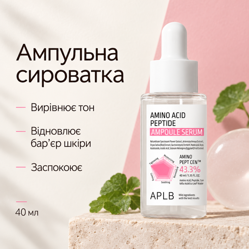 Ампульная сыворотка для упругости кожи с аминокислотами и пептидами APLB Amino Acid Peptide Ampoule Serum, 40 мл