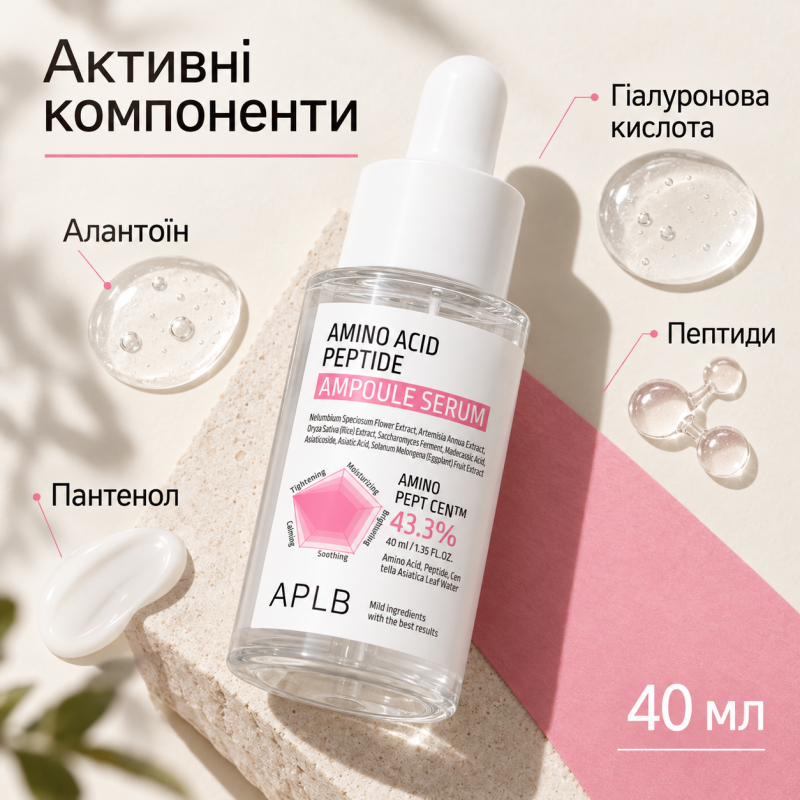 Ампульная сыворотка для упругости кожи с аминокислотами и пептидами APLB Amino Acid Peptide Ampoule Serum, 40 мл
