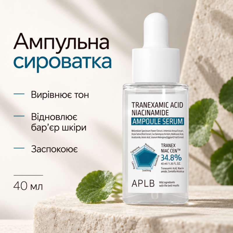 Ампульная сыворотка против пигментации с транексамовой кислотой и ниацинамидом APLB Tranexamic Acid Niacinamide Ampoule Serum, 40 мл