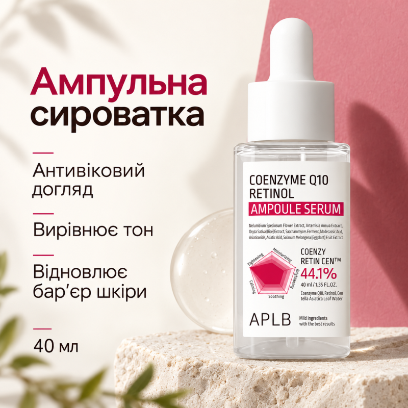 Антивозрастная сыворотка в ампулах с коэнзимом Q10 и ретинолом APLB Coenzyme Q10 Retinol Ampoule Serum, 40 мл
