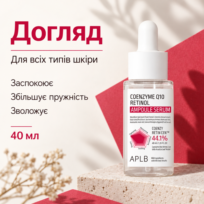 Антивозрастная сыворотка в ампулах с коэнзимом Q10 и ретинолом APLB Coenzyme Q10 Retinol Ampoule Serum, 40 мл