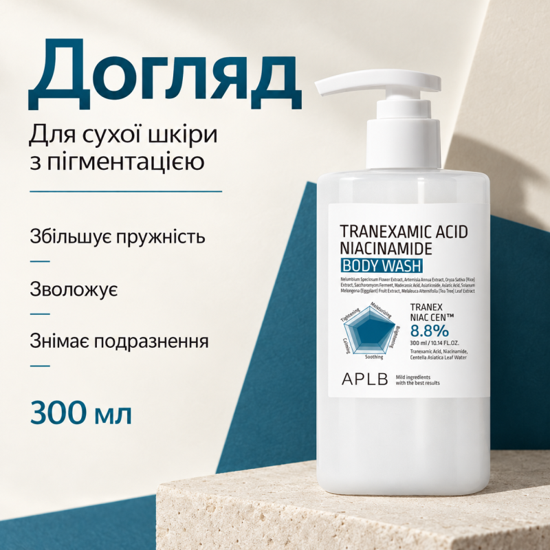 Гель для душу з транексамовою кислотою та ніацинамідом APLB Tranexamic Acid Niacinamide Body Wash, 300 мл