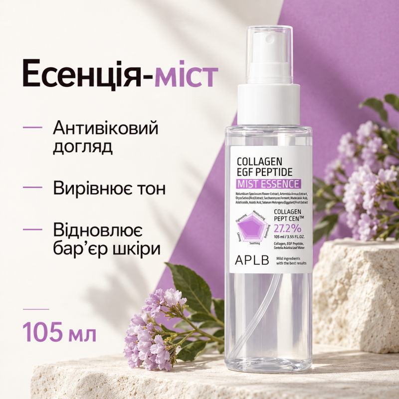 Эссенция-спрей для упругости и восстановления кожи с коллагеном, EGF и пептидами APLB Collagen EGF Peptide Mist Essence, 105 мл