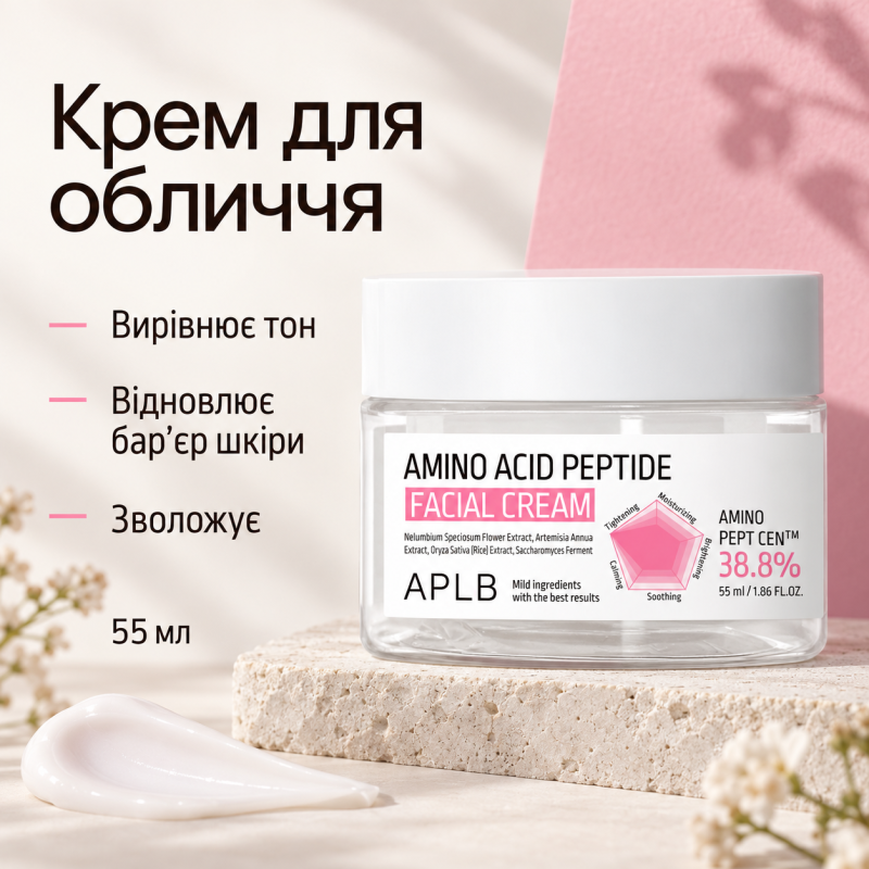 Крем для укрепления защитного барьера кожи с аминокислотами и пептидами APLB Amino Acid Peptide Facial Cream, 55 мл